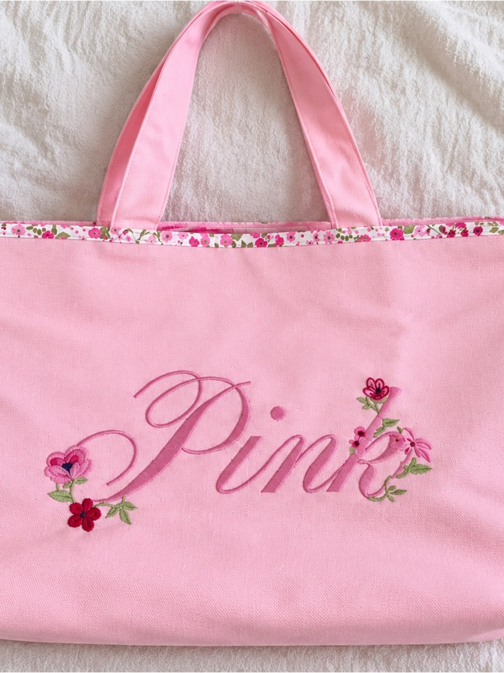 PINK Victoria's Secret Pink Floral Script Tote